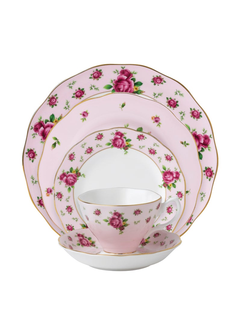 ROYAL ALBERT طقم تقديم 5 قطع من روز الملكة ألبرت الجديدة باللون الوردي - Image 1
